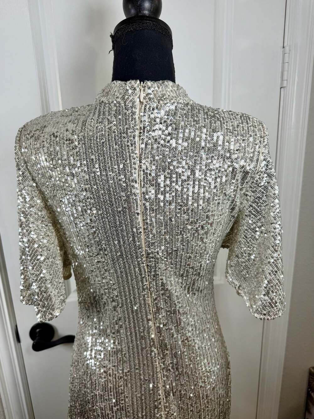 Eliza J Sequin Flutter Sleeve Sheath Dress in Silver - Picture 8 of 12